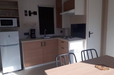 Coin cuisine et séjour Meublé n°48H450163 LANGOGNE - Lozère - Mobil-home Confort 4 pers. - Camping La Cigale de l'Allier - Coin cuisine et séjour